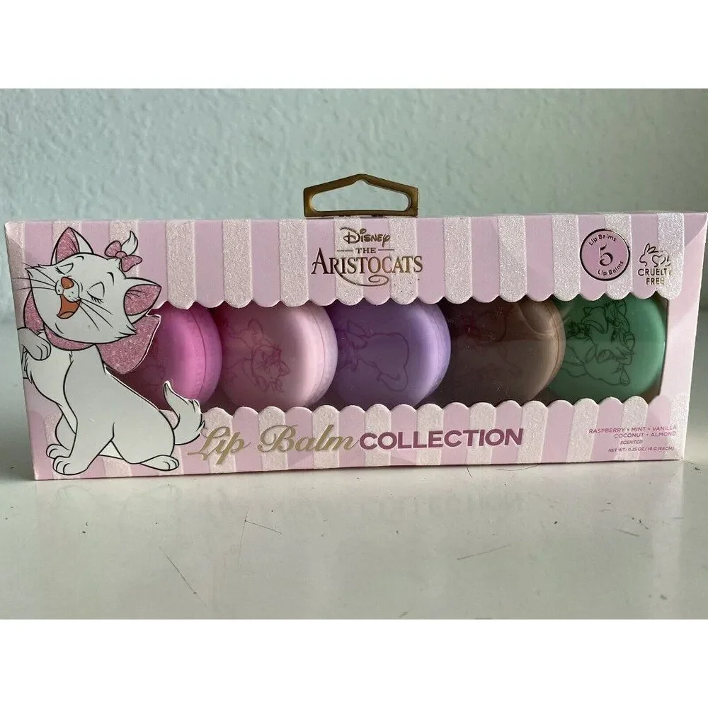 5 Pk Disney THE ARISTOCATS MARIE Scented Macaron Shaped Lip Balm Collection NEW‎